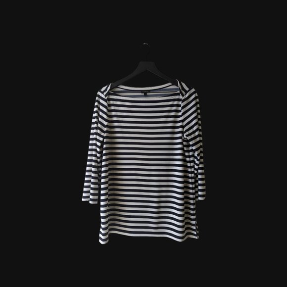 Talbots Tops - Talbots Black & White Striped Boatneck Top - Size M or L - Breton - 3/4 Sleeves